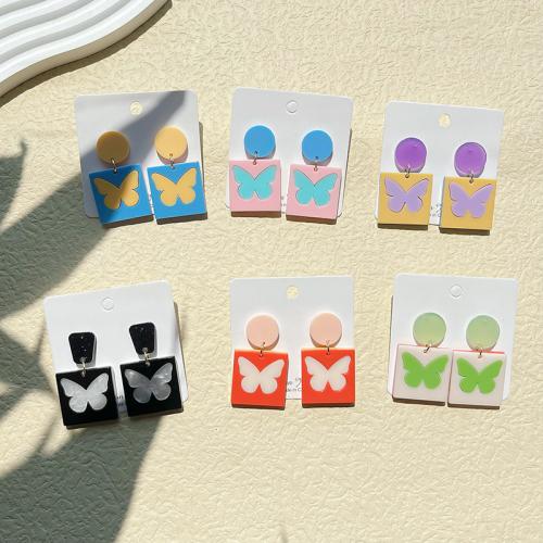 Acrylic Jewelry Earring with Iron Square fashion jewelry Sold By Pair
