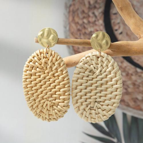 Zinc Alloy Drop Earrings Rattan with Zinc Alloy Oval fashion jewelry Sold By Pair