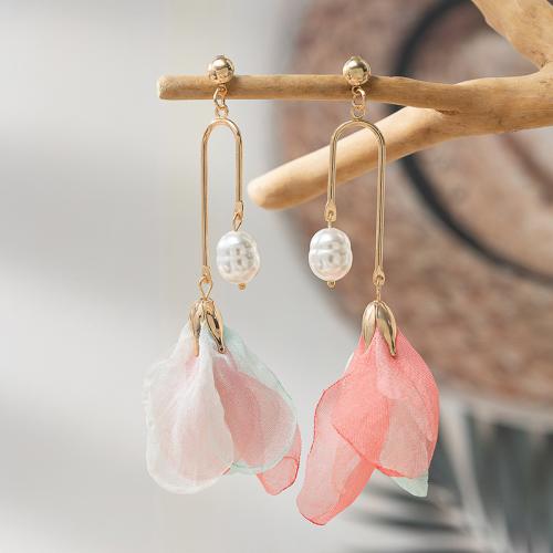Tibetan Style Drop Earrings, with Polyester & Plastic Pearl, plated, fashion jewelry, more colors for choice, nickel, lead & cadmium free, 50x100mm, Sold By Pair