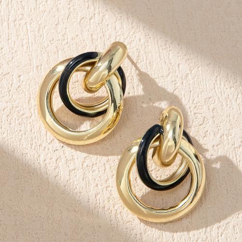 Iron Earring Heart fashion jewelry & enamel golden Sold By PC