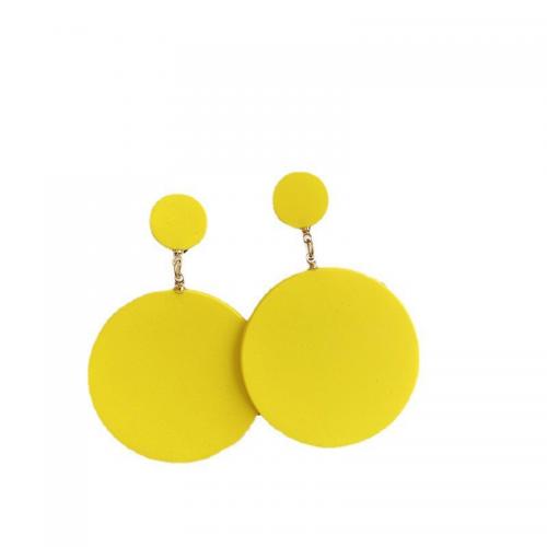 Acrylic Jewelry Earring, Round, fashion jewelry & for woman, more colors for choice, Long: About 68mm, Sold By Pair