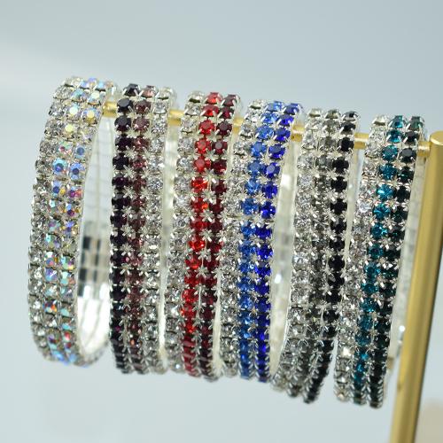 Tibetan Style Bracelet, fashion jewelry & for woman & with rhinestone, more colors for choice, nickel, lead & cadmium free, Diameter: 5cm, width: 1cm, Sold By PC