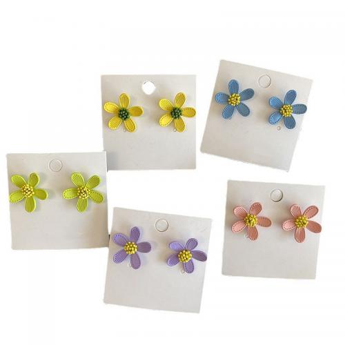 Resin Earring, Flower, fashion jewelry & for woman, more colors for choice, Long: About 21mm, Sold By Pair