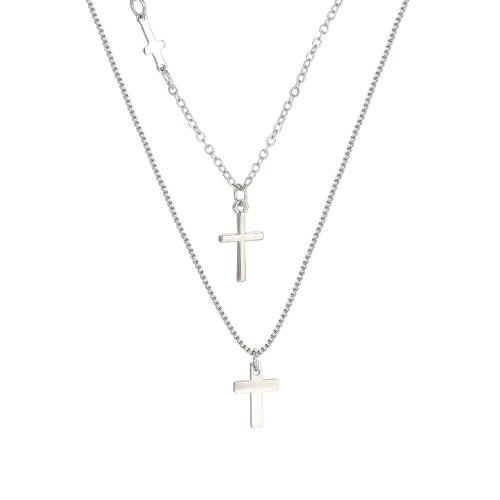 Zinklegierung Schmuck Halskette, Kreuz, plattiert, 2 Stück & Modeschmuck & für Frau, keine, frei von Nickel, Blei & Kadmium, verkauft von setzen