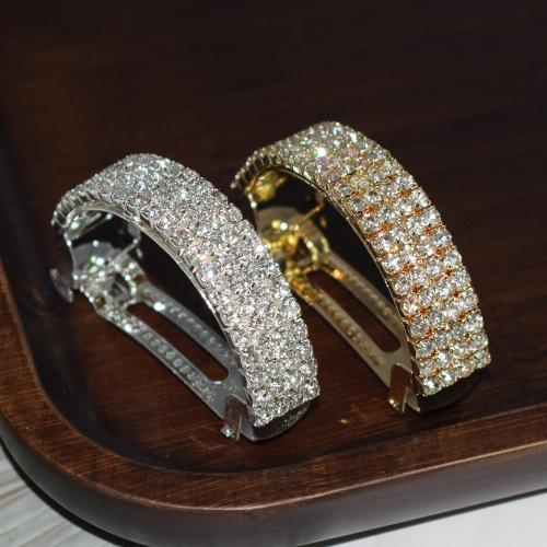 Clips del Pelo, aleación de zinc, para mujer & con diamantes de imitación, más colores para la opción, libre de níquel, plomo & cadmio, 50x11x29mm, Vendido por UD