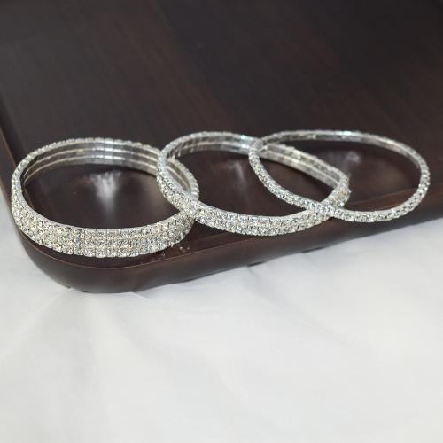 Tibetan Style Anklet, silver color plated, fashion jewelry & for woman & with rhinestone, nickel, lead & cadmium free, Diameter: 37mm, Sold By PC
