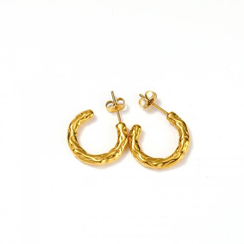 Titanium Steel  Earring, Vacuum Ion Plating, for woman, golden, 18x20mm, Sold By Pair