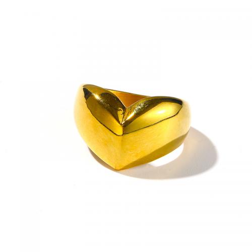 Titantium Steel δάχτυλο του δακτυλίου, Titanium Steel, διαφορετικό μέγεθος για την επιλογή & για τη γυναίκα, χρυσαφένιος, Sold Με PC