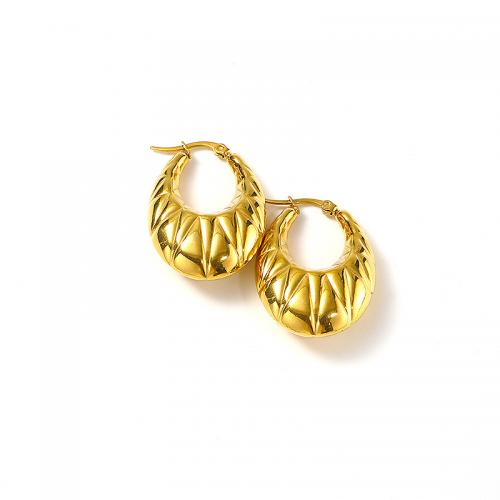 Titanium Steel  Earring, Vacuum Ion Plating, for woman, golden, 33x24mm, Sold By Pair