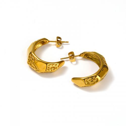 Titanium Steel  Earring, Vacuum Ion Plating, for woman, golden, 24x22mm, Sold By Pair