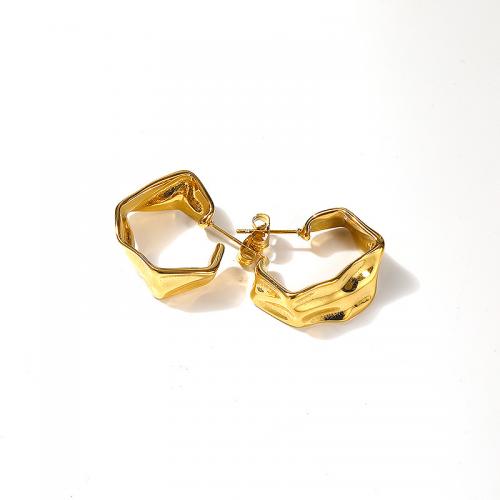 Titanium Steel  Earring, Vacuum Ion Plating, for woman, golden, 27x26mm, Sold By Pair