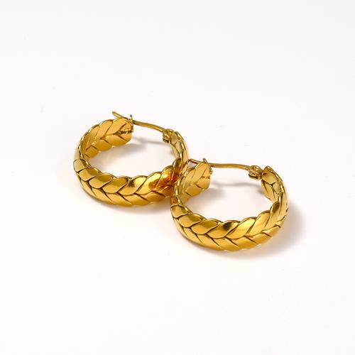 Titanium Steel  Earring, Vacuum Ion Plating, for woman, golden, 26x25mm, Sold By Pair