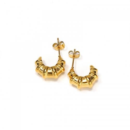 Titanium Steel  Earring, Vacuum Ion Plating, for woman, golden, 17x13.70mm, Sold By Pair