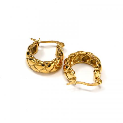 Titanium Steel  Earring, Vacuum Ion Plating, for woman, golden, 20x19mm, Sold By Pair