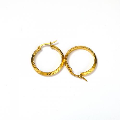 Titanium Steel  Earring, Vacuum Ion Plating, for woman, golden, 24x23mm, Sold By Pair
