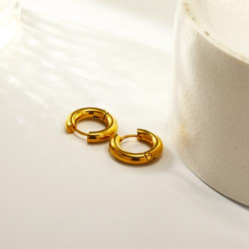 Titanium Staal Earring, voor vrouw, gouden, 16x19mm, Verkocht door pair