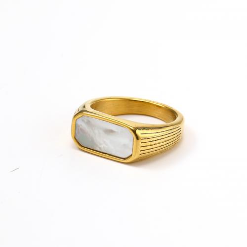Titanium Steel Finger Ring with Black Shell & White Shell Vacuum Ion Plating & for woman Sold By PC