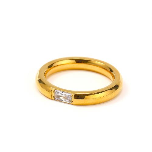 Titanium Čelik Finger Ring, bez spolne razlike & različite veličine za izbor & micro utrti kubni cirkonij, više boja za izbor, Prodano By PC