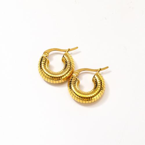 Titanium Steel  Earring, Vacuum Ion Plating, for woman, golden, 19x18mm, Sold By Pair