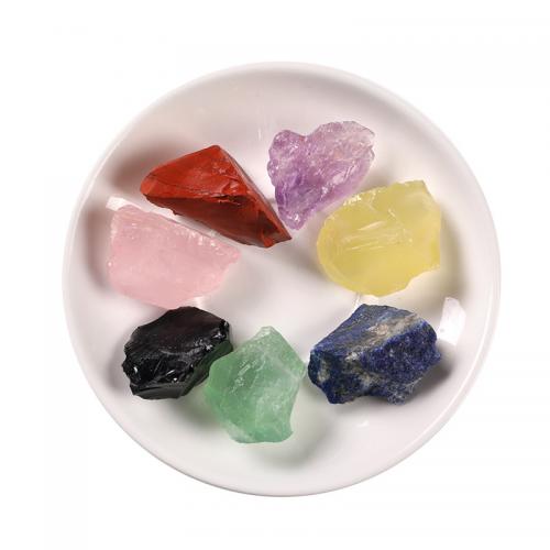 Quartz Decoration, irregular, 7 pieces & different size for choice, mixed colors, Sold By Set