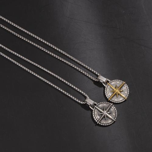 304 Stainless Steel Necklace Eight Point Star plated vintage & Unisex Length Approx 20 Inch Sold By PC