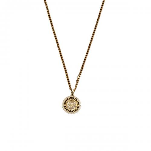 cobre colar, sol, banhado a ouro genuino, unissex & micro pavimento em zircônia cúbica & vazio, comprimento Aprox 18 inchaltura, vendido por PC
