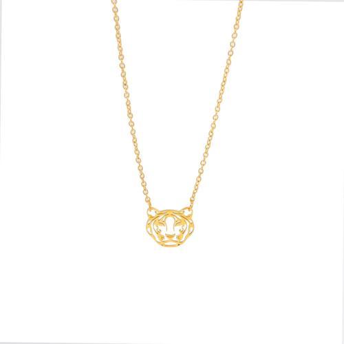 316 Stainless Steel Necklace, with 2inch extender chain, Tiger, plated, for woman & hollow, more colors for choice, Length:Approx 15.7 Inch, Sold By PC
