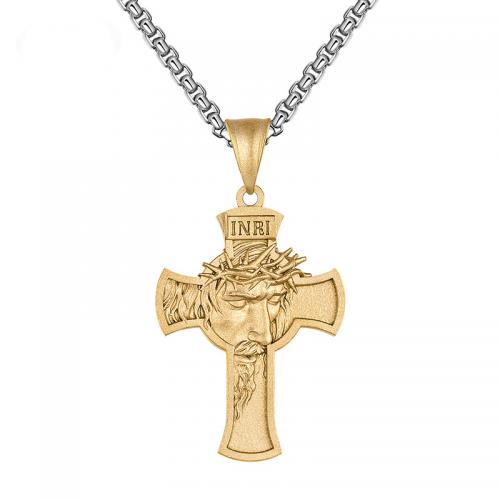 Titanium Steel Necklace Cross plated fashion jewelry & for man Length Approx 23.6 Inch Sold By PC