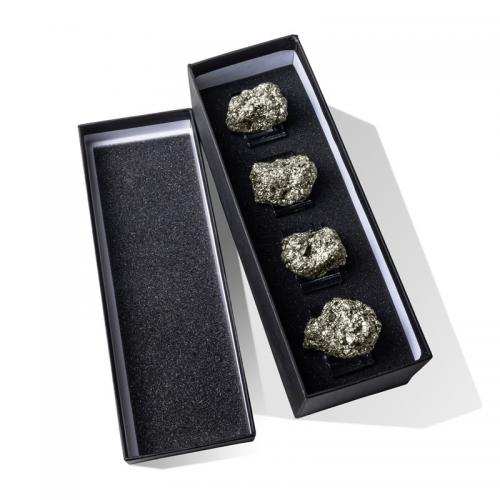 Tableware, Golden Pyrite, with paper box & Crystal, irregular, mixed colors, Golden Pyrite 3-5cm,Napkin Ring 48*48*30mm, 4PCs/Box, Sold By Box