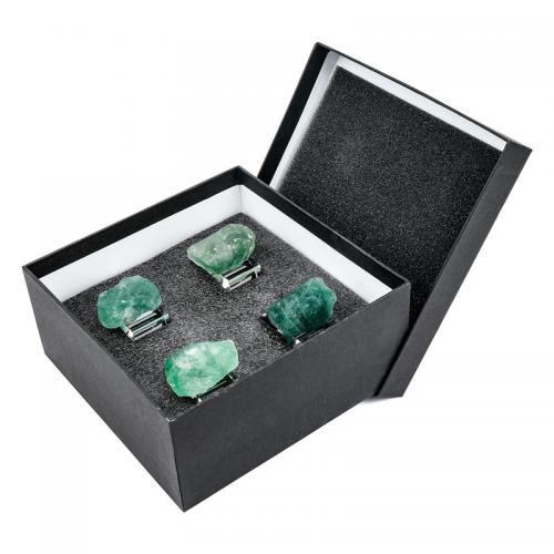 Utensílios de mesa, Fluorita verde, with caixa de papel & cristal, Irregular, verde, Green Fluorite 3-5cm,Napkin Ring 48*48*30mm, 4PCs/box, vendido por box