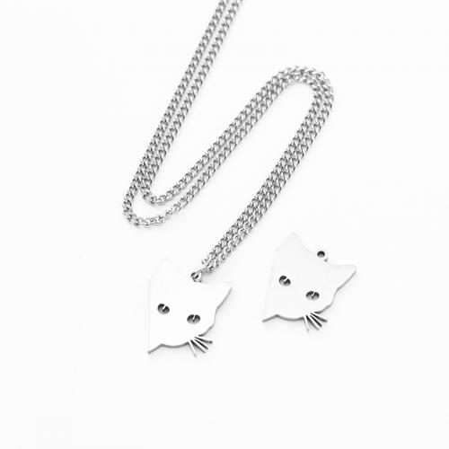 Titanium Steel Necklace Cat polished fashion jewelry & Unisex nickel lead & cadmium free Length Approx 70 cm Sold By PC
