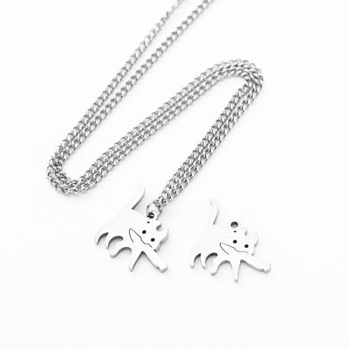 Titanstahl Halskette, Katze, poliert, Modeschmuck & unisex & verschiedene Stile für Wahl, keine, frei von Nickel, Blei & Kadmium, 23x22mm, Länge:ca. 70 cm, verkauft von PC