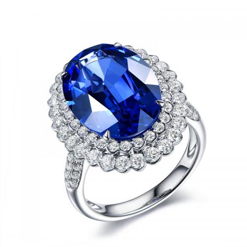 Krychlový Circonia Micro vydláždit mosazný prsten, Mosaz, s Krystal, Oválný, platina á, módní šperky & micro vydláždit kubické zirkony & pro ženy, více barev na výběr, nikl, olovo a kadmium zdarma, Ring inner diameter:17-18mm, Prodáno By PC