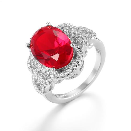 Ring Finger mosiądz, ze Kryształ, Owal, Powlekane, biżuteria moda & dla kobiety & z kamieniem, dostępnych więcej kolorów, bez zawartości niklu, ołowiu i kadmu, Ring inner diameter:17-18mm, sprzedane przez PC
