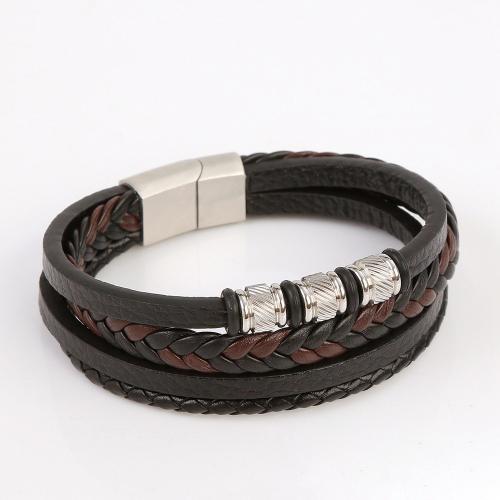 PU Leather Cord Bracelets with 305 Stainless Steel fashion jewelry & for man Length Approx 21.5 cm Sold By PC