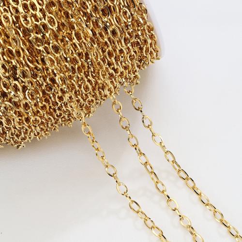 Rustfrit stål smykker kæde, 304 rustfrit stål, du kan DIY & oval kæde, gylden, 4x7mm, Ca. 1m/Bag, Solgt af Bag