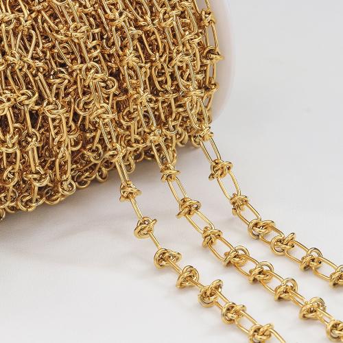 Rozsdamentes acélból készült ékszerek Chain, 304 rozsdamentes acél, DIY, aranysárga, 6x10mm, Kb 1m/Bag, Által értékesített Bag