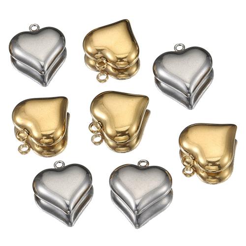 Stainless Steel Heart Pendants, 304 Stainless Steel, Vacuum Ion Plating, DIY, more colors for choice, 16x18mm, Hole:Approx 1.5mm, 10PCs/Bag, Sold By Bag