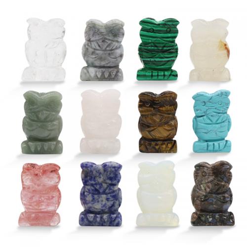 Fashion Decoration, Gemstone, Owl, for home and office, mixed colors, 16x26x38mm, 12PCs/Box, Sold By Box