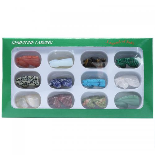 Fashion Decoration, Gemstone, Unicorn, Carved, for home and office, mixed colors, 12PCs/Box, Sold By Box