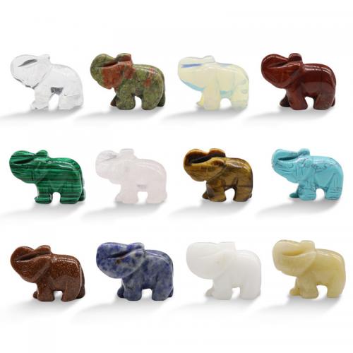 Fashion Decoration Gemstone Elephant Carved for home and office mixed colors Sold By Box