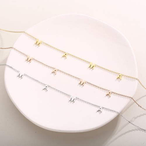 Titanium Steel Necklace, Alphabet Letter, plated, for woman, more colors for choice, Length:Approx 40 cm, Sold By PC