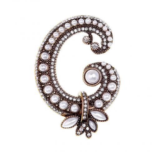 Zinc Alloy Brooches Alphabet Letter plated for woman & with rhinestone Sold By PC