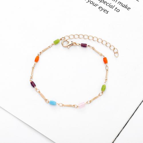 Brass Bracelet & Bangle, with Acrylic, with 5CM extender chain, Round, plated, for woman, more colors for choice, nickel, lead & cadmium free, Length:Approx 17 cm, Sold By PC