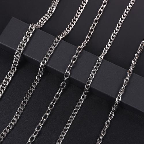 Stainless Steel Jewelry Necklace, 304 Stainless Steel, plated, fashion jewelry & different designs for choice, silver color, Length:50 cm, Sold By PC