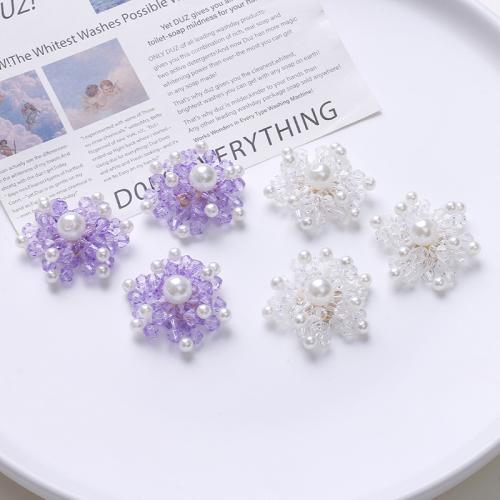 Hair Accessories DIY Findings, Crystal, with Plastic Pearl, more colors for choice, 30mm, Sold By PC
