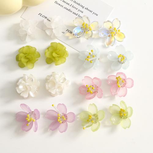 Hair Accessories DIY Findings, Acrylic, with Seedbead, Flower, more colors for choice, 26x26mm, Sold By PC
