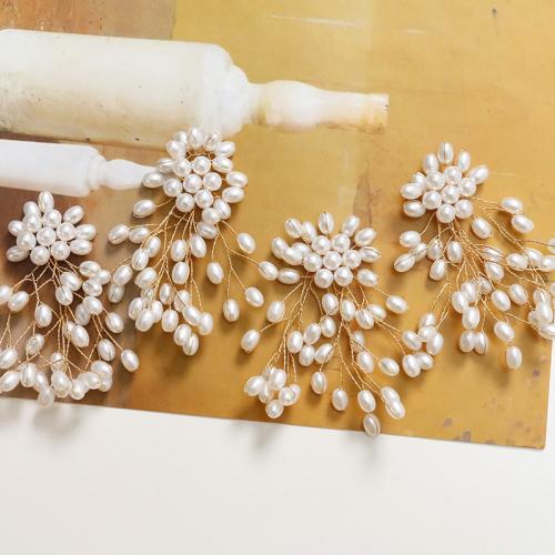 Haarschmuck DIY Ergebnisse, Kunststoff Perlen, mit Messing, weiß, 65x55mm, verkauft von PC