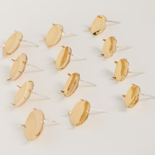 Brass Earring Stud Component Round DIY golden Sold By PC