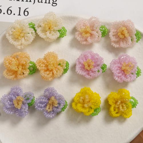 Hair Accessories DIY Findings, Seedbead, Flower, more colors for choice, 21x20mm, Sold By PC